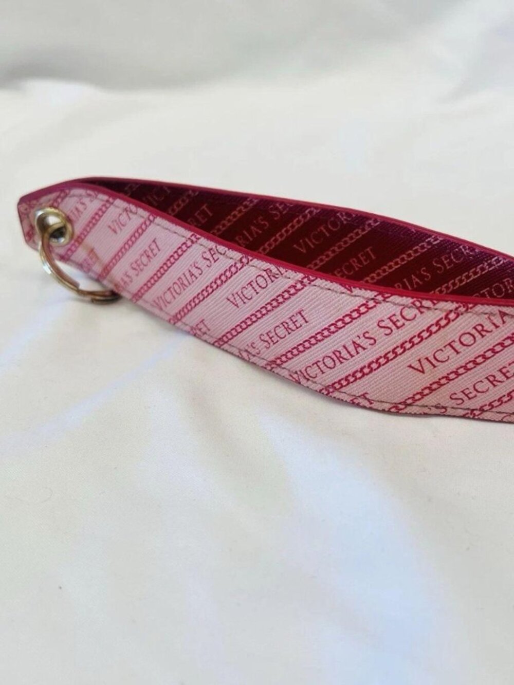 Victoria's Secret Wristlet Keychain Keyring Bag Strap Pink Logo Travel Bag Tag